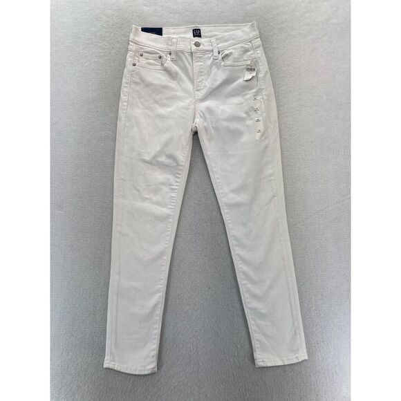 GAP True Skinny Ankle Jeans Women's 26 Mid Rise White‎ Stretch Denim Pants NWT - Picture 1 of 15
